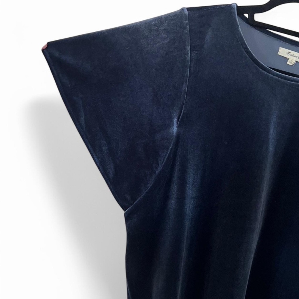 Madewell Navy Blue Velvet Women's Top - Picture 4 of 5